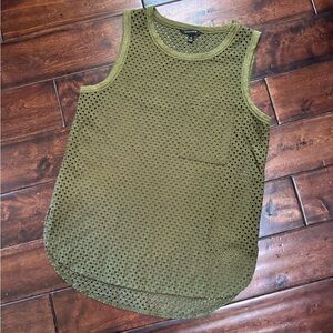 Banana Republic - Olive Green Sleeveless Eyelet/Mesh Pocket Tank